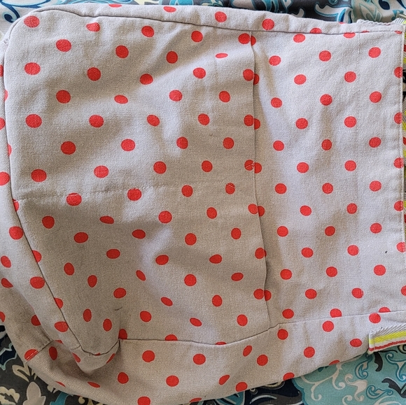 Gap crossbody tan/gray with orange polka dot large beach bag - Picture 6 of 12